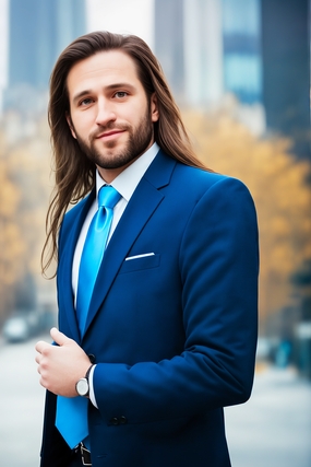 欧美街拍长发商务帅哥图片